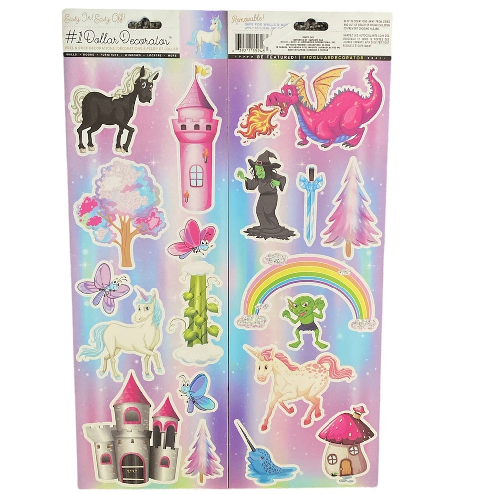 Unicorn, castle, dragon, magical fairy tale storybook Wall Decal stickers - Picture 1 of 3